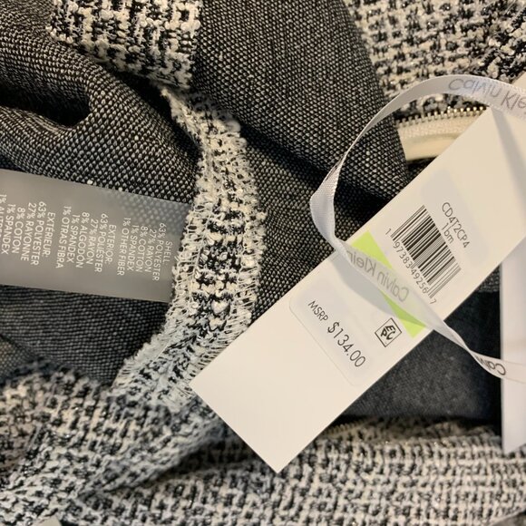 New! Calvin Klein Sleeveless Crew Neck Tweed Flap Pocket Sheath Dress - Picture 6 of 6